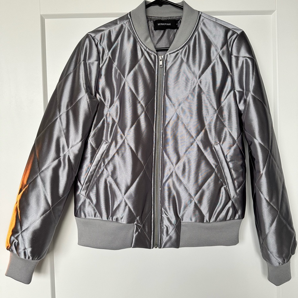 NEW Silver Bomber Jacket Size SM
